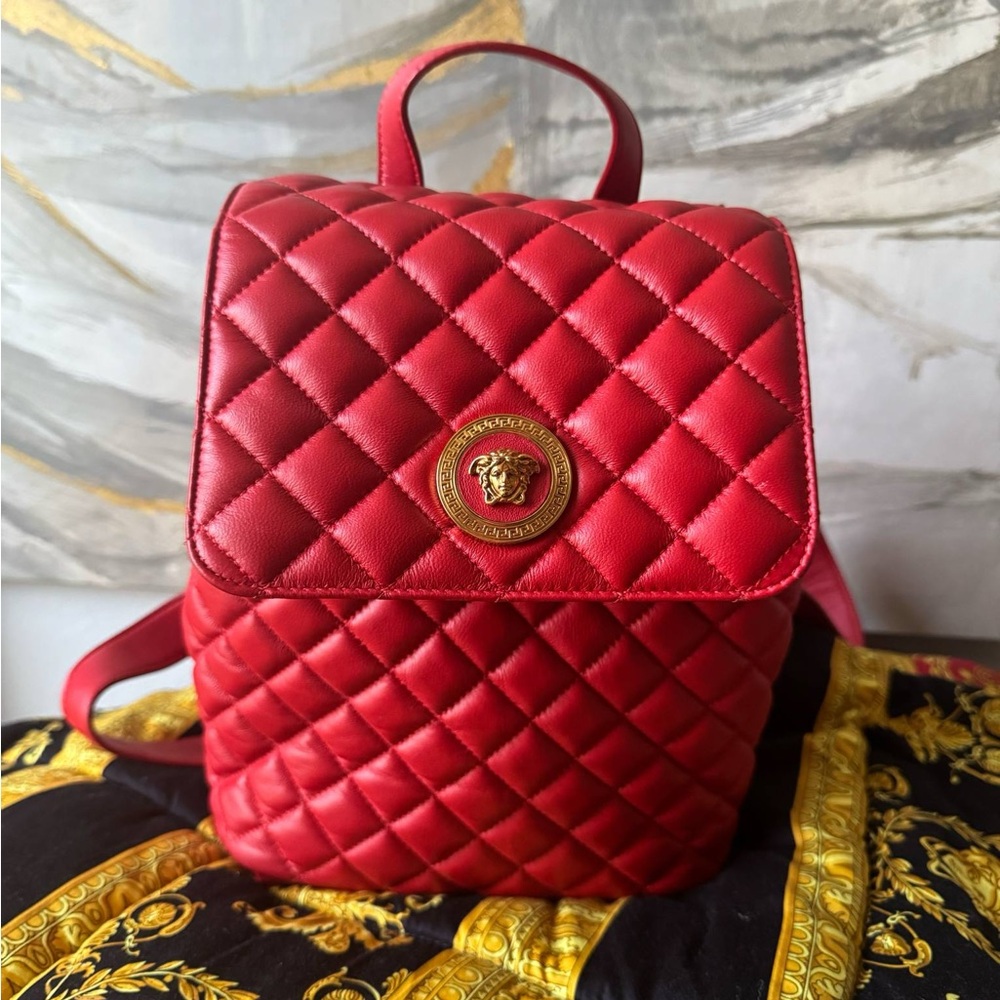 Versace Quilted Red Backpack